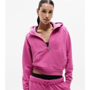 Athleta Forever Fleece Half Zip Hoodie Jewel Pink XL